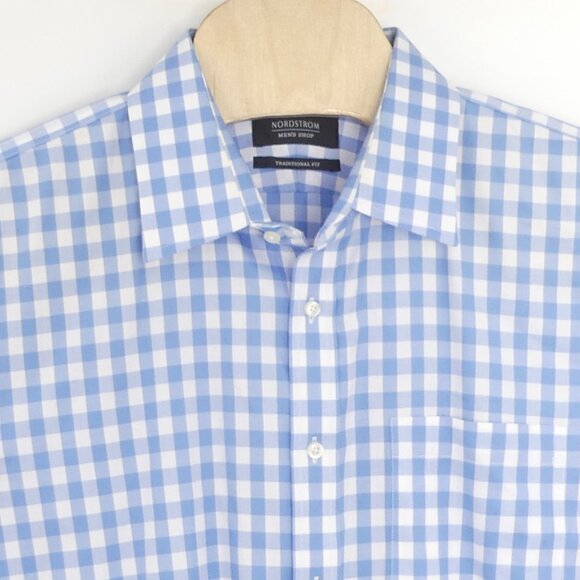 Nordstrom Men's Shop Traditional Fit Men's 17 36 100% Cotton‎ Check Dress Shirt - Picture 1 of 8